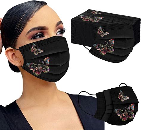 Amazon Com Colors Print Disposable Face Mask With Design Decorative Lip Mask Ply Full Face