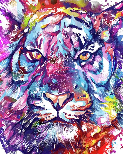 Colorful Tiger Face V2 Digital Art By Bekim M Pixels