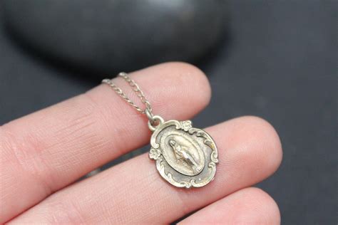 sterling silver virgin mary necklace sterling catholic necklace catholic jewelry virgin mary