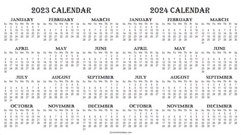 Blank 2023 2024 Free Printable Calendars Two Year Calendar 2023 24