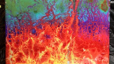 005 Painting On Fire Abstract Rainbow Acrylic Pour Turnes Into Fire