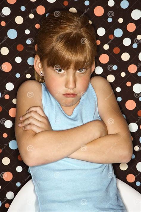 Girl Pouting With Arms Crossed Stock Photo Image Of Sulk Serious