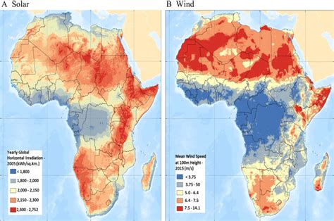 A Map Of Africa Showing Solar And Wind Energy Potential Source