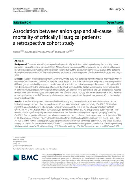 PDF Association Between Anion Gap And All Cause Mortality Of