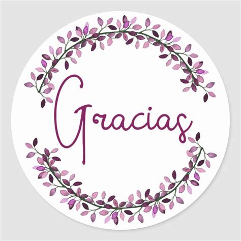 Thank You Spanish Gracias Typography Chic Wreath Classic Round Sticker