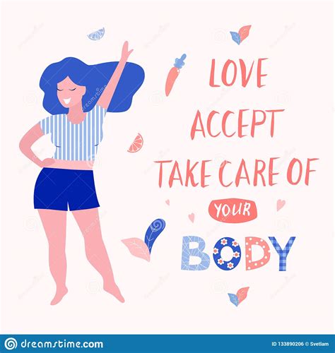 Love Accept Take Care Of Your Body Card Poster Beautiful Wo Stock Illustration