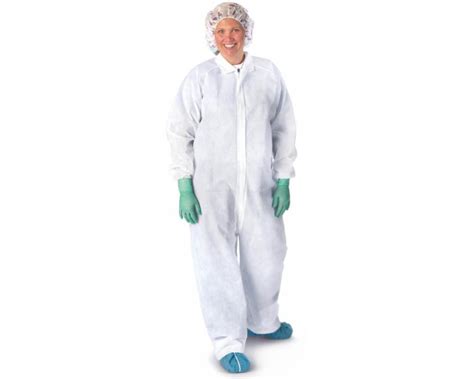 Medline Heavyweight Spunbond Poly Coverall White Xl Ct