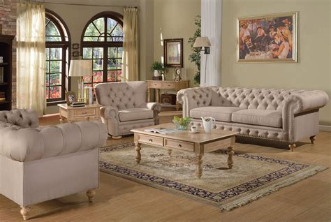 2pc Sofa Set Beige Fabric Traditional Living Room Hot