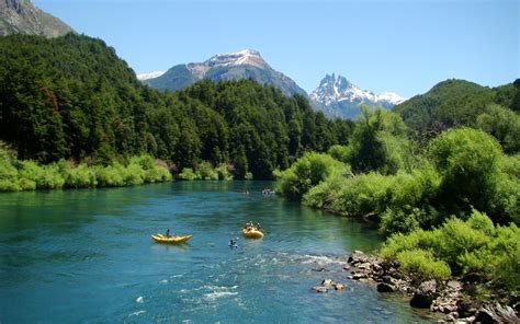 Turquoise Water River Chile Mountain Nature Forest Rafting