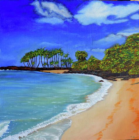 Calm Coastal Landscape Painting By Thu Nguyen Fine Art America