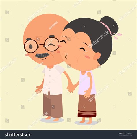 Grandma Kissing Grandpa Elderly Couple Love Stock Vector Royalty Free 218746579 Shutterstock