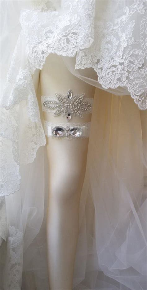 Wedding Garter Set Ivory Lace Garter Set Bridal Leg Garter Rustic Wedding Garter Bridal