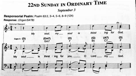 22nd Sunday In Ordinary Time Responsorial Time YouTube