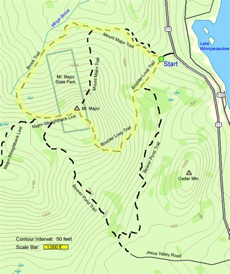 Mount Major Lakes Region Of Nh Good Summit Climb For Kids Trail