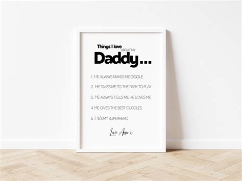 Personalised Fathers Day T Idea Print Things I Love About Etsy