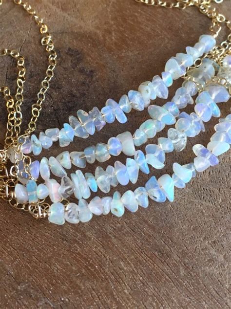 Dainty Opal Necklace October Birthstone Necklace Genuine Etsy