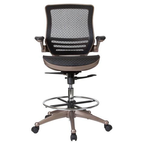 Chair has pneumatic gas lift height adjustment to accommodate a range of different desk heights. Black Mesh Drafting Chair BL-LB-8801X-D-GG | Bizchair.com