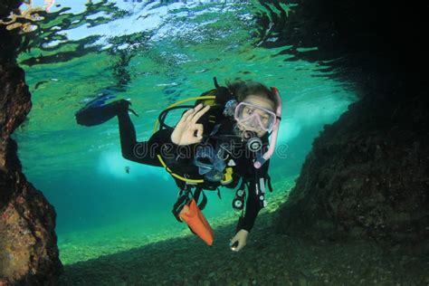 Young Woman Scuba Diving Stock Photo Image Of Ibiza 41613504