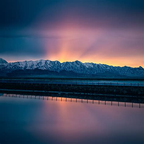 Snow Mountains Wallpaper 4k Landscape Sunrise Salt Lake City Water