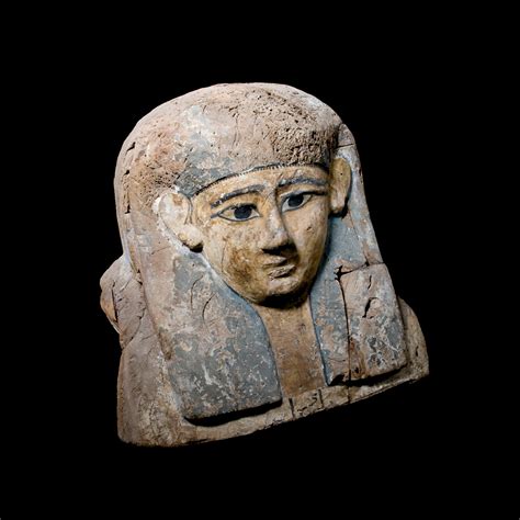original egyptian monumental upper sarcophagus lid in polychrome wood egypt site dynasty ca