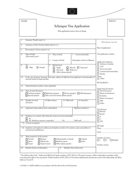 Sample Application For Schengen Visa Printable Pdf Download Zohal