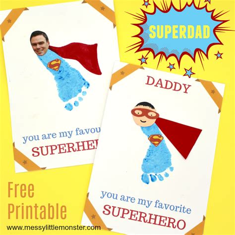 Printable Superhero Fathers Day Card To Make For Superdad Messy