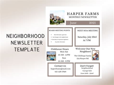 Hoa Neighborhood Newsletter Template Canva Template Email Etsy