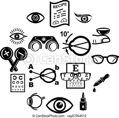 Ophthalmologist Icons Set Simple Style Ophthalmologist Icons Set