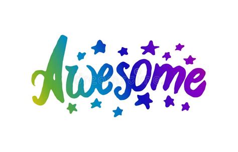 Vector Illustration Concept Of Awesome Phrase Word Lettering Icon On