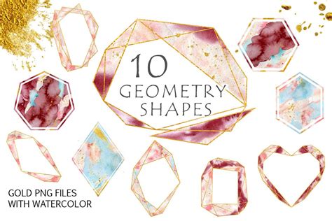 Gold Geometry Shapes With Watercolor Vol 3 125658 Illustrations