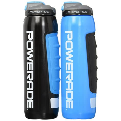 Powerade Premium Squeeze 32 Oz Water Bottle 2 Pack Black Blue