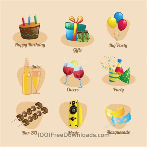 Free Vectors Party And Birthday Icon Set Icons