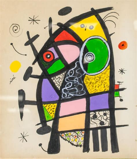 Sold Price Joan Miro Spanish Surrealist Gouache On Paper July 4