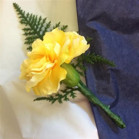 Artificial Yellow Carnation Wedding Buttonhole Yellow Carnations