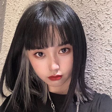 Hanging Ears Dyed Wig Female Short Straight Hair Korean
