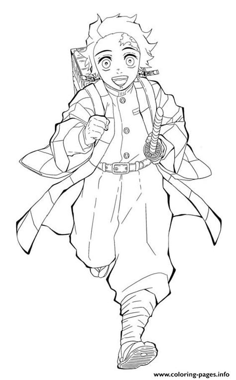 Tanjiro Running To School Demon Slayer Coloring Page Printable