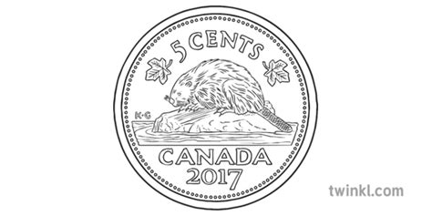 Canadian Nickel 5 Cent Front Coin Back Money Currency Maths Ks2 Black And