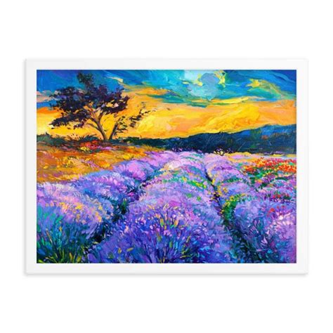 Lavender Field Framed Poster 1824 Abstract Sunset Etsy Canada Art