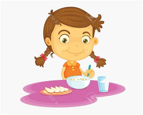 Eating Have Breakfast Clipart Child Food Children Transparent Girl