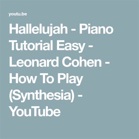Hallelujah Piano Tutorial Easy Leonard Cohen How To Play