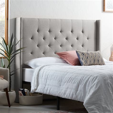 Rest Haven Tufted Wingback Upholstered Headboard Twintwin Xl Gray