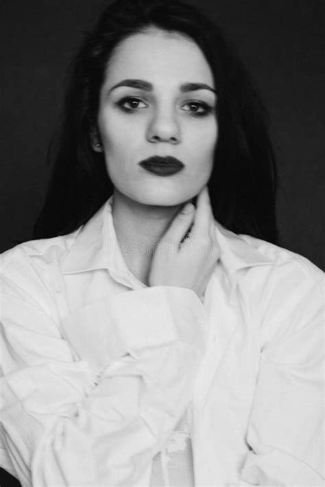 Fashion Sensual Portrait Of Young Brunette Girl In White Shirt Stock Image Image Of Young