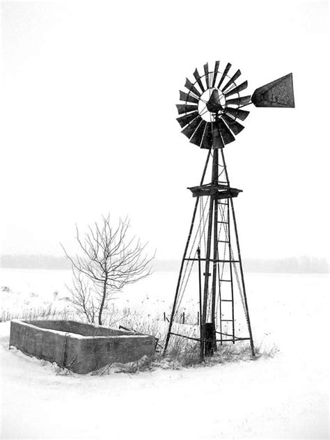 Lonely Windmill At The Farm Black And White Taken During T Flickr