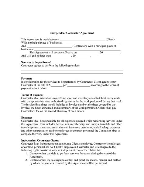 50 Free Independent Contractor Agreement Forms And Templates Free