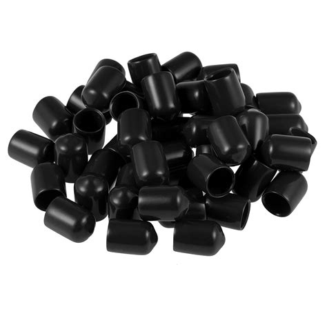 50pcs Rubber End Caps 9mm Id Round End Cap Cover Flexible Screw Thread