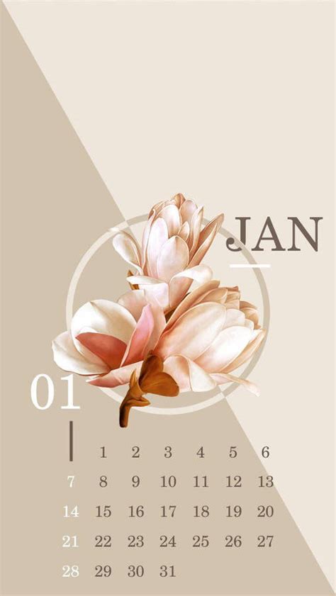 Download January Flower Calendar Wallpaper