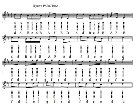 Ryans Polka Tin Whistle Sheet Music Irish Folk Songs