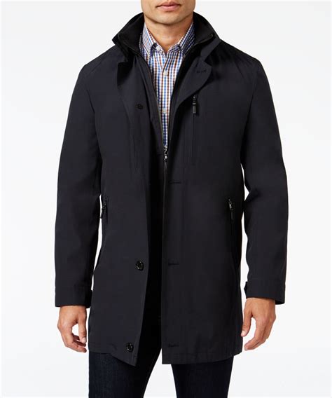 Michael Kors Navy Mens Slim Fit Attached Bib Rain Jacket