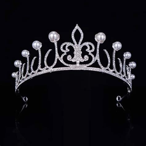 Sparkling Crystal Pearl Tiara Crown Bridal Hair Accessories For Wedding