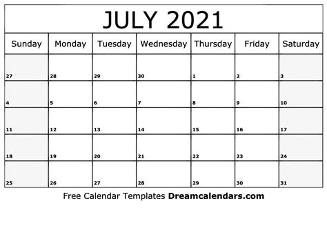 Blank July 2021 Calendar Beta Calendar Calendar Template Printable